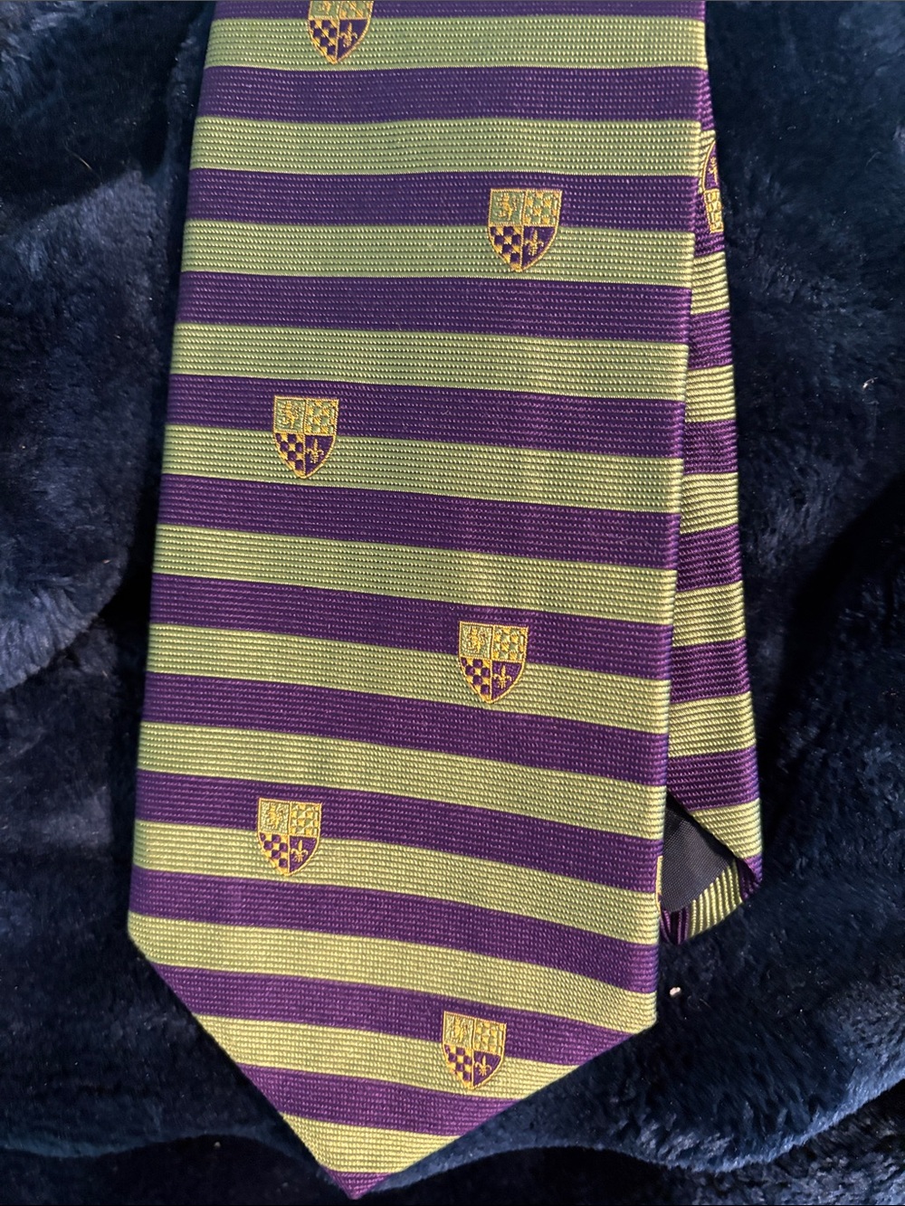 Brooks Brothers Vintage Purple and Green Striped Crest Tie